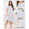 Vlazom Women's Nighties Printed Pleated Nightdress Soft Cotton Long Nightgowns