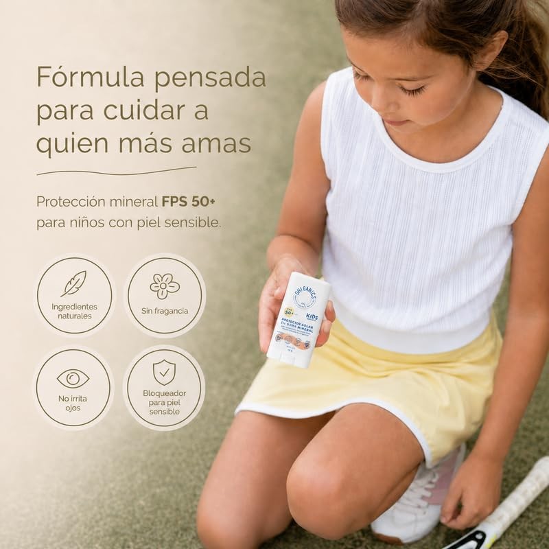 OH! GANICS Protector Solar Mineral en Barra Kids FPS 50+