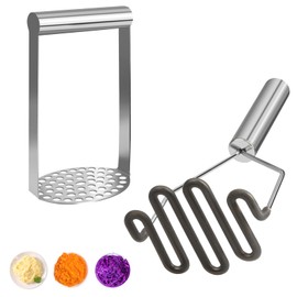 VOOVAO 2 Pcs Potato Mashers,304 Stainless Steel Potato masher,Potato Smasher Easy to Clean,Size:Large