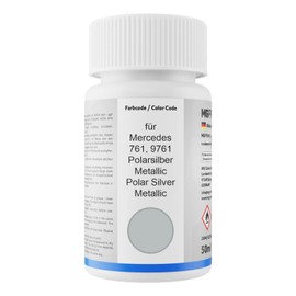 MG PRIME Autolack Lackstift Set für Mercedes 761/9761 Polarsilber Metallic/Polar Silver Metallic Basislack Klarlack je 50ml