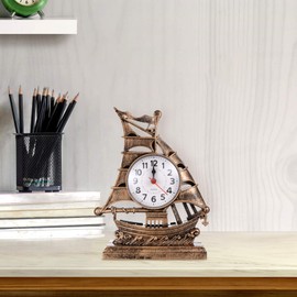 Garneck Alarm Clock Vintage Decorative Tabletop Clock Office Antique Mantel Clocks Retro Mantel Clock Ornaments for Kids Silent Clock Household Clock Plastic Antique Clock Student Sailboat