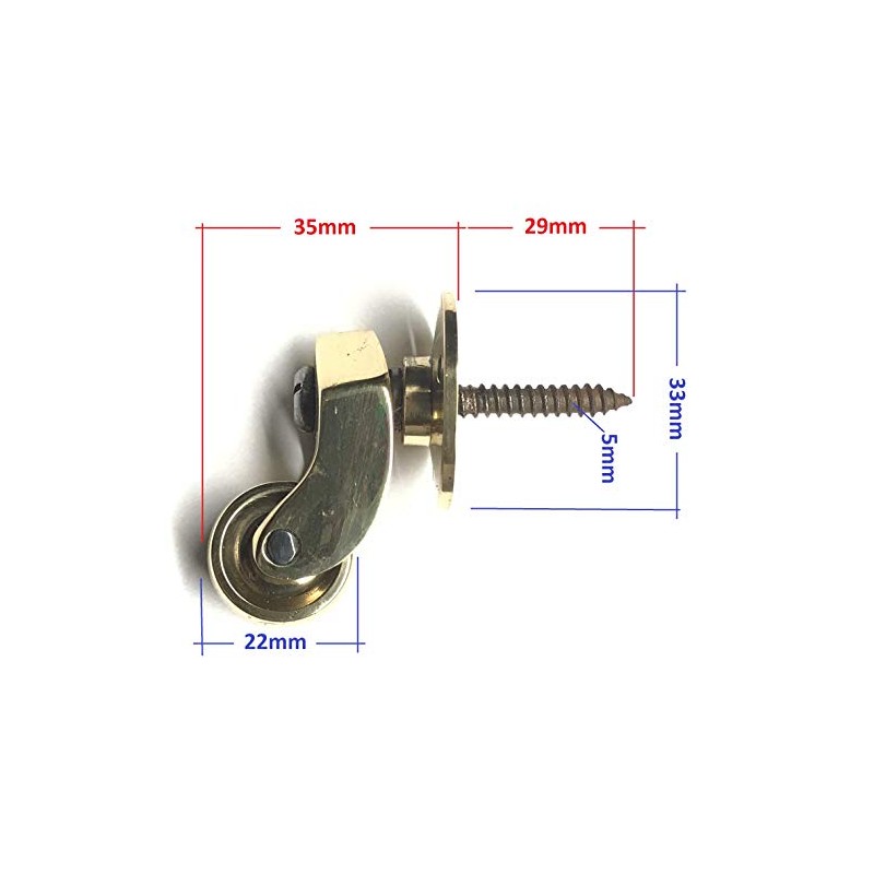 Solid Brass Castors Casters with 22mm Wheels – Genuine Solid