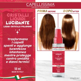 Capellissima Flüssige Kristalle mit Leinsamen, feuchtigkeitsspendendes und pflegendes Thermoschutzöl für krauses, trockenes und beschädigtes Haar mit sofortigem Glanz und Schutz, 50 ml