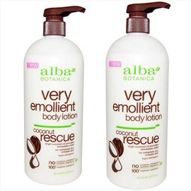 Alba Botanica Very Emollient Body Lotion Coconut Rescue 32oz 2 Pack