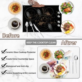 Stove Top Covers,Dragonfly Flower Rubber Flat RV Range Stovetop Protector,Prevents Scratching, Expands Usable Space 28.5'' x 20.5''