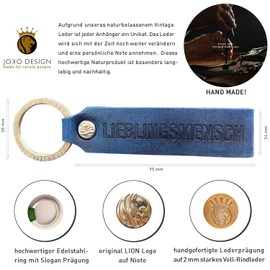 JOKO DESIGN Heart Man Favourite Person Leather Keyring Gift Girlfriend Partner Daughter Gift Idea, Lieblingsmensch Vintage Blue