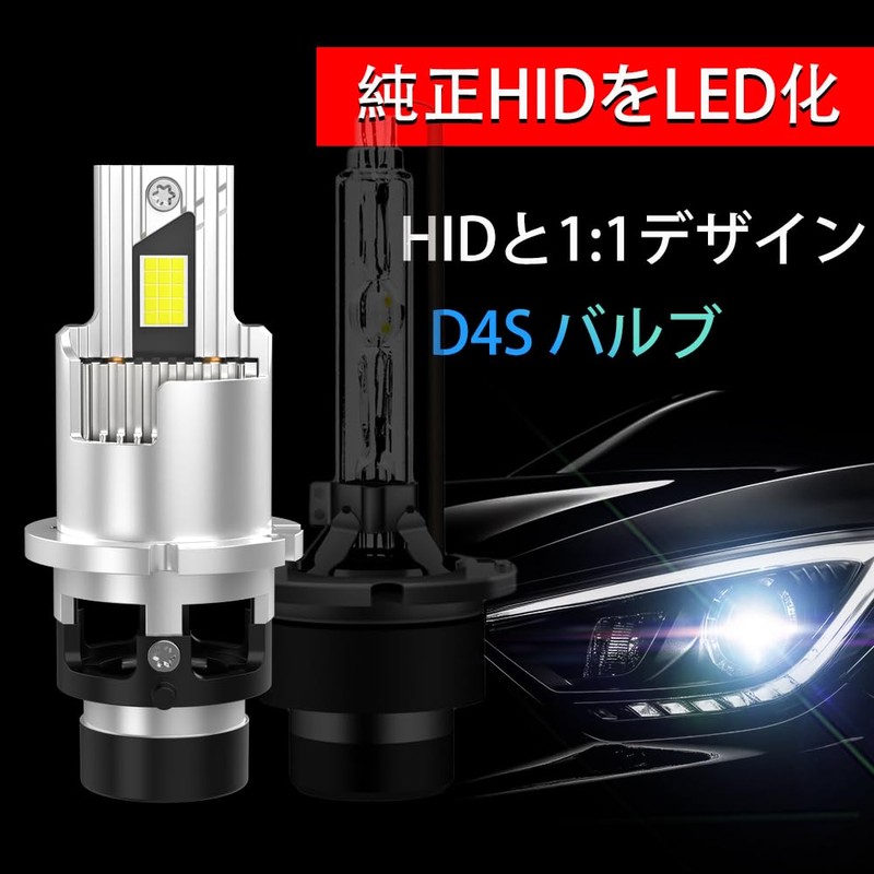 CIWENDAN D4S LED Headlight, Wiringless, Built-In Canceller, Supports 12V, White