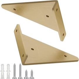 Pack of 2 Triangular Wall Brackets, Shelf Brackets, Triangle Shape, Wall Shelf Brackets, Shelf Brackets, with Mounting Accessories, for Storage Shelf, Bookcase, Kitchen Stand (Gold)