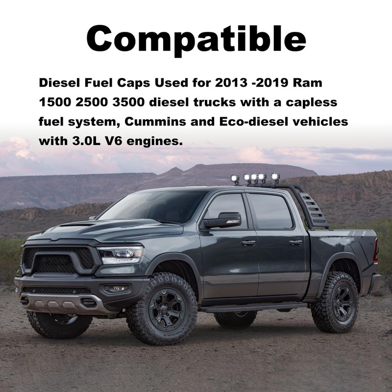 Diesel Fuel Cap Compatible with Dodge Ram, Magnetic Diesel Fuel