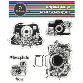 Alinacutle Clear Stamps , Silicon Stamp,Paper Craft Ink Stamps,Scrapbooking and Album, Handmade Card Transparent Stamps (Flower Camera)