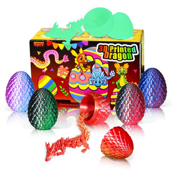 Impossmaker 6PCS Mini 3D Printed Easter Dragon Eggs with 3D