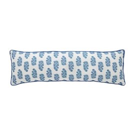 Mud Pie Blue Block Print Long Pillow; 11" X 35"