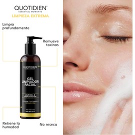 Kit 4 Pasos Quotidien: 1 Limpiador Facial 235 ml + 1 Tónico Facial 350 ml + 1 Serum Vitamina C 30ml + 1 Serum Ácido Hialurónico 30ml | Skincare Kit con Ingredientes Naturales - Limpia Profundamente, Equilibra el Ph, Cierra Poros, Aclara, Mejora la Textura
