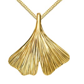 JEVELION Gold Pendant 333 Gold 8 Carat 8 Carat with Ginkgo Leaf Gold for Women as Chain Pendant with Necklace Length Selectable, With chain: length 45 cm