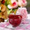 Red Crystal Apple Figurine Paperweight, Glass Apple Collectible with Filling