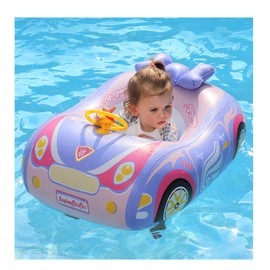 Baby Pool Float 3D Car Floaties for Toddlers 1-2 Baby Heavy Duty Infant Pool Float Baby Floaties for 6-12 Months 1 Year Old Swimming Pool Floats Kids Swim Floaties for Toddlers 1-3 Boy Girl (Pink)