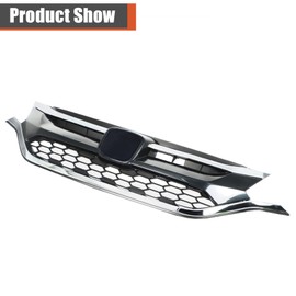 labwork Glossy Black with Chrome Front Upper Bumper Hood Grille Honeycomb Mesh Style Replacement for Honda CRV 2015 2016