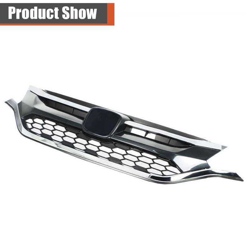 labwork Glossy Black with Chrome Front Upper Bumper Hood Grille