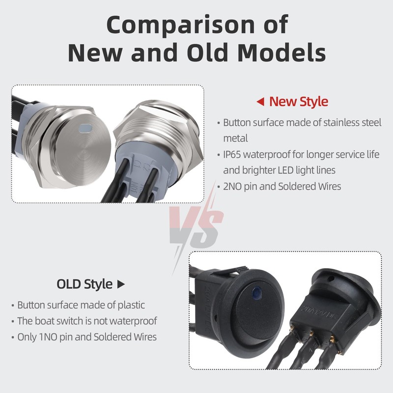 APIELE 22mm Metal Stainless Steel Toggle Switch IP65 Waterproof Switch