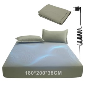 panthem Grounding Fitted Sheet, 180 x 200 cm, Avocado Green, 38 cm Deep Pocket, Grounding Bed Sheet, Grounding Sheet for Better Sleep, Cotton and Silver Fibre Grounding Sheet