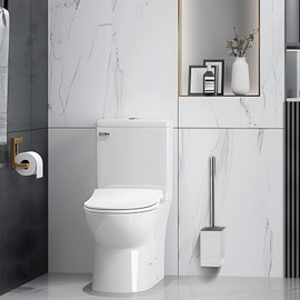 EXLECO Stainless Steel Toilet Brush with 2 Replacement Brushes Water Collection Container Toilet Brush and Container Set Wall Mounted Standing with Lid Toilet Brush Holder Bathroom Accessories Toilet