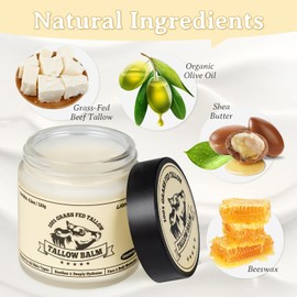 Lionmane Beef Tallow for Skin, Tallow Balm and Honey Balm, 100% Grass Natural Tallow Skin Care Cream, Nourishing Moisturizer for Face, Body & Hands, 4.2oz