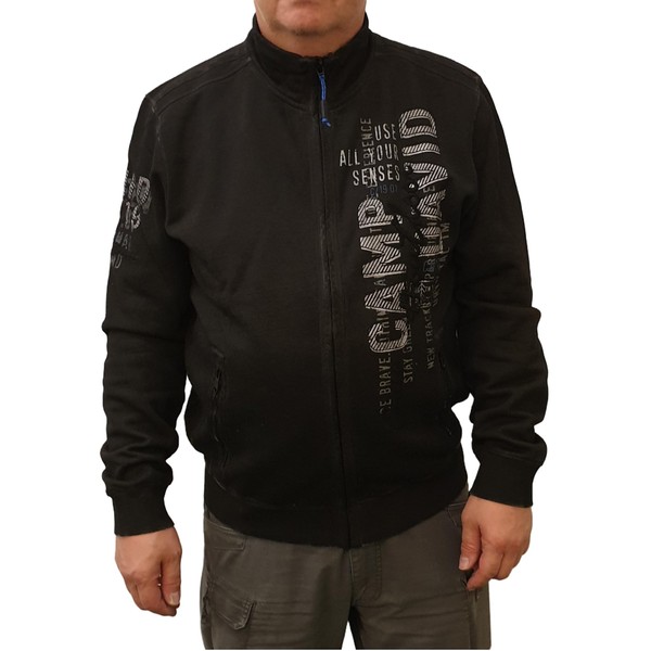 CAMP DAVID Men's Sweat Jacket with Label Appliques, black