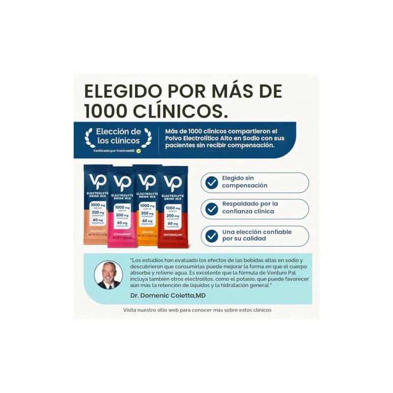 Venture Pal- Paquete de Polvo de Electrolitos Sin Azúcar Alto