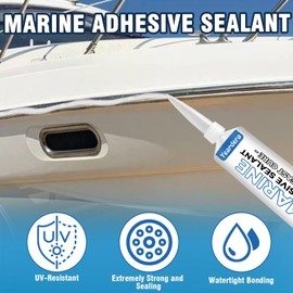 Yeardera 3.4 oz Marine Adhesive Sealant White, Marine Silicone Sealant Permanent, Marine Glue Waterproof, High Bond Strength, Fast Cure, UV Resistant, Above & Below Waterline