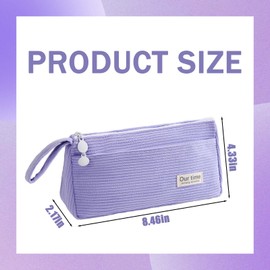 AYNKH Ribbed Velvet Pencil Case, Large Capacity Cosmetic Bag, Portable Pencil Case, Stationery, Students, Durable and Easy to Clean, Purple, Children's backpack