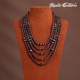 Rustic Couture's Western Necklace Jewelry for Women Navajo Pearls Layered Cowgirl Vintage Necklace RNS-1018BZ