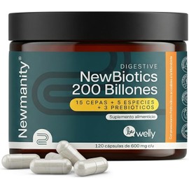 NEWMANITY 200 Billion CFU Probiotics & Prebiotics with Magnesium – 15 Strains, 120 Vegan Capsules