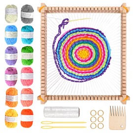 SUNOYA Wooden Loom Frame, Adult Weaving Frame, Children, 28 x 25 cm, with 12 Colours, DIY Handmade Yarn, Needle, Weaving Comb, Ships, for Beginners, for Weaving and Designing