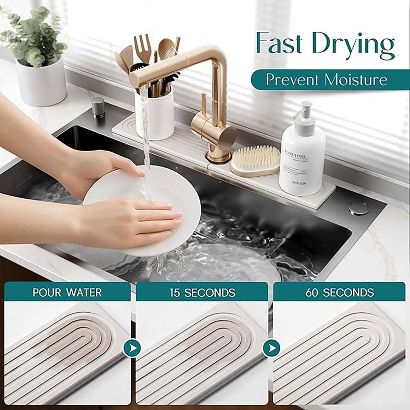 24 in Faucet Mat for Kitchen Sink, Quick Drying Faucet
