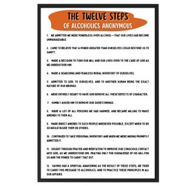 The 12 Steps of AA Alcoholics Anonymous Poster for Addiction Recovery - Twelve Steps Alcoholic Anonymous Quotes Print AA Daily Reflections Poster 12 Step Working Guide - 11x17 in. LAMINATED - No Frame