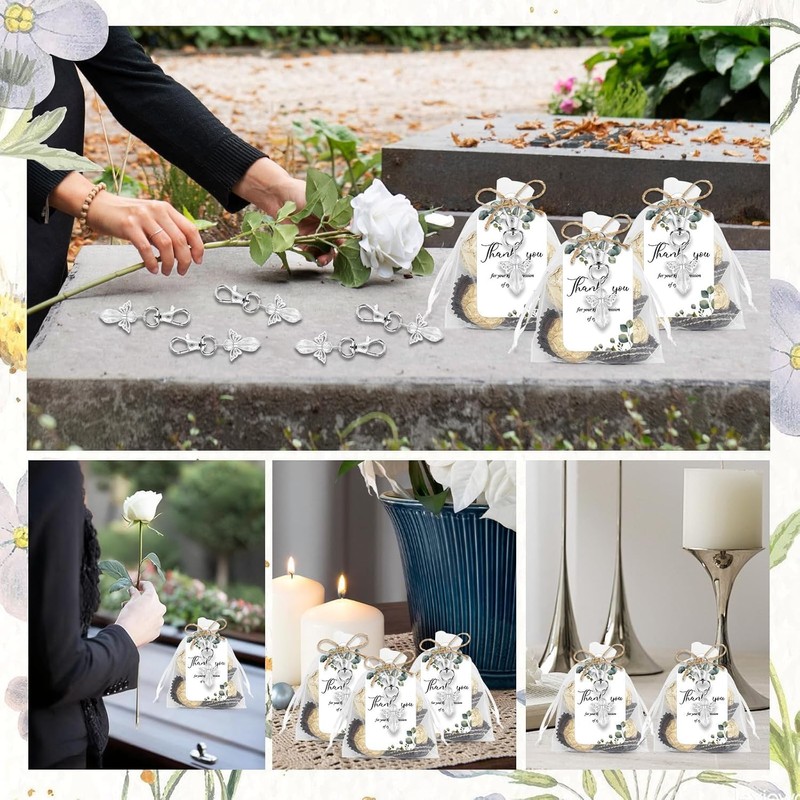 Metacipher 30 Set Funeral Favors for Guests White Angel Keychains