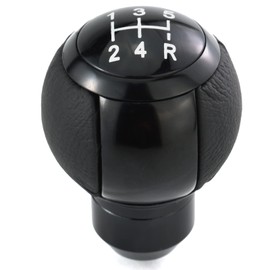 Lunsom 5 Speed Shifter Head Knob Leather Ball Gear Shift Stick Lever Handle Fit Most Manual Transmission Car (Black)