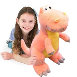 ELAINREN Girls Furry Pink Dinosaur Stuffed Gift Big Standing T-rex Dino Plush Toy Fluffy Soft Dinosaur Plushie Hugging Pillow/25.6''