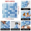 HOMETITUTE 10PCS 12x12 Inch Blue White Mosaic Textured Flat Surface