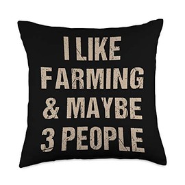 Farming Anti People Humor Shy I Like Maybe 3 People Farm Funny Distressed Throw Pillow, 18x18, Multicolor