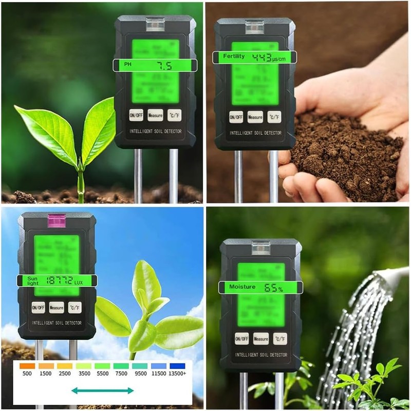 Soil PH Measuring Instrument 6 in 1 Soil Tester Temperature