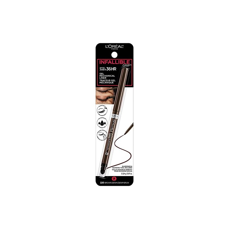 Lâ€™Oréal Paris Infallible Grip Mechanical Gel Eyeliner Pencil, Smudge-Resistant, Waterproof