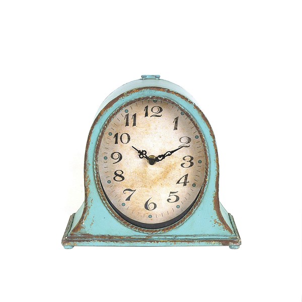 Creative Co-Op Metal Aqua Finish Mantel Clock