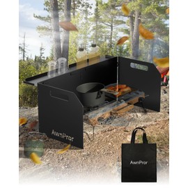 AwnPror Aluminum Camping Stove Windscreen,Lightweight Foldable Outdoor Wind Blocker Gas Stove Windshield Wind Screen with Storage Bag for Camping,Glamping,Hiking,Picnic,Backpacking,Cooking,Fishing