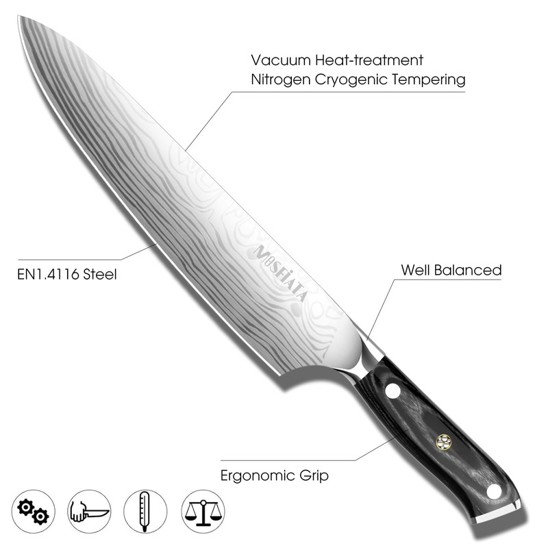 MOSFiATA 10" Super Sharp Professional Chef's Knife，German High Carbon Stainless