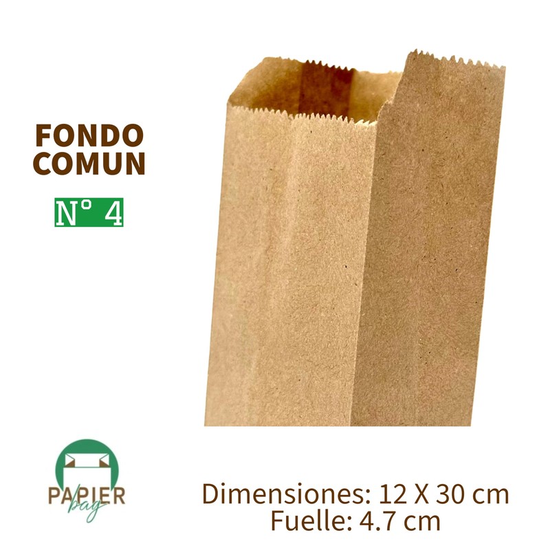 Bolsa De Papel Kraft No. 4 Cafe Ecológica (12x30 cm)