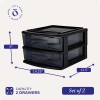 Homz Plastic 2 Drawer Medium Storage Cart, Black Frame with