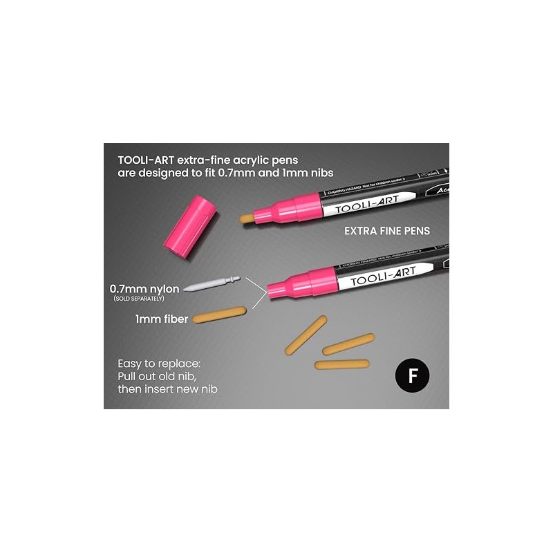 TOOLI-ART 30 Replacement Nibs Double Sided 1mm Round. Compatible Extra