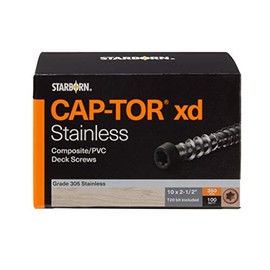 Headcote Cap-Tor xd - #10 x 2-1/2" - #65 Rosy Brown - 305 Stainless Steel Capstock & Composite Deck Screws - 350 Pc Deck Pack