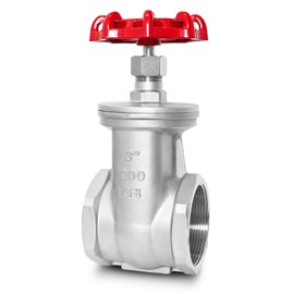 3" NPT Stainless Steel Gate Valve, Heavy Duty Female x Female Thread Manual Rotary Sluice Valve with Wheel Handle for Water, Oil, Gas, Industrial Plumbing, and HVAC Systems (3", DN80)